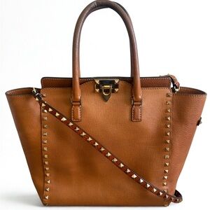 Valentino Garavani Tan Leather Studded Tote